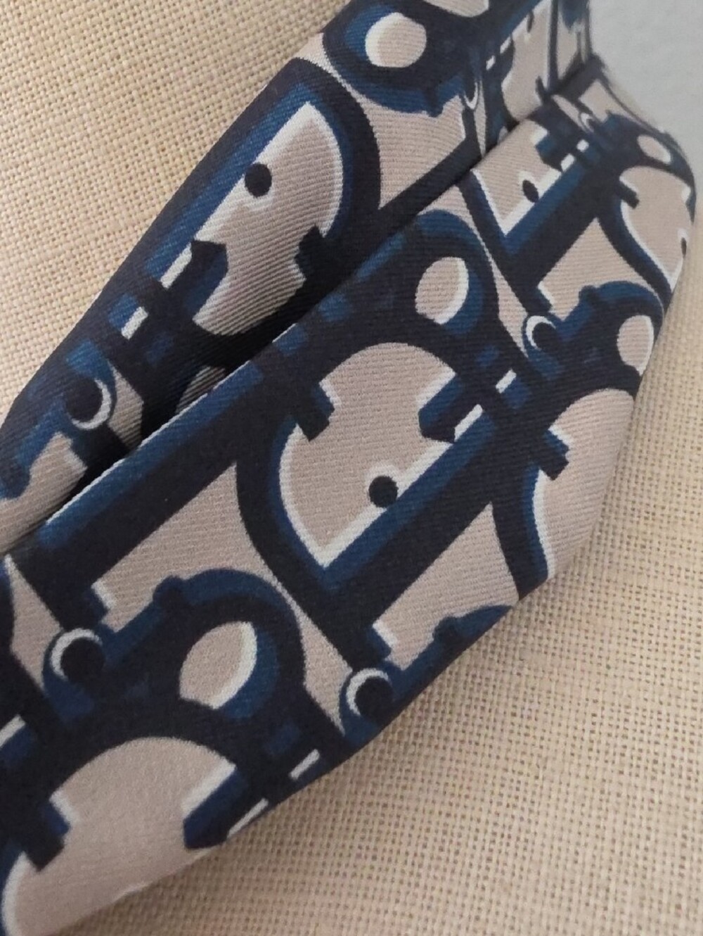 Dior Navy & Cream Printed Scarf Accent - Picture 2 of 11